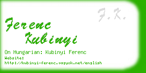 ferenc kubinyi business card